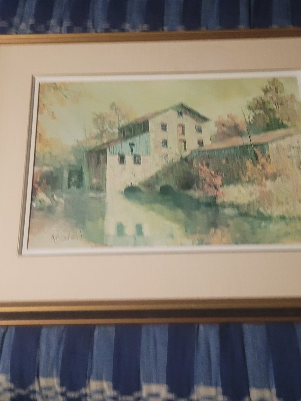 Framed Pastel Landscape Wall Art in Green and Cream